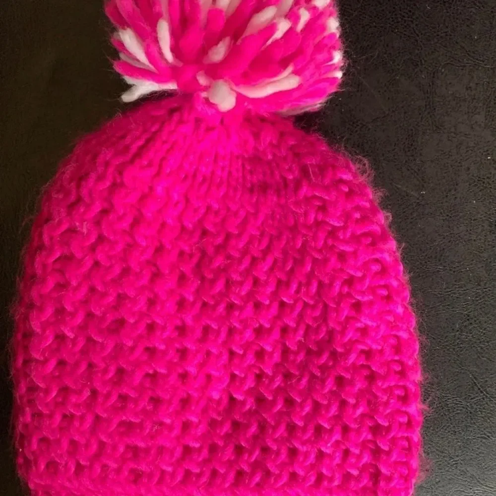GIRLS KNIT STRIPED WINTER CAP HAT BY GERTEX PINK